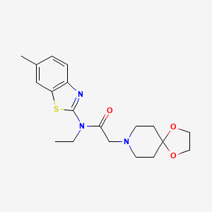 molecular formula C19H25N3O3S B4388504 2-(1,4-dioxa-8-azaspiro[4.5]dec-8-yl)-N-ethyl-N-(6-methyl-1,3-benzothiazol-2-yl)acetamide 