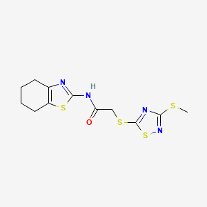 molecular formula C12H14N4OS4 B4388524 2-{[3-(methylthio)-1,2,4-thiadiazol-5-yl]thio}-N-(4,5,6,7-tetrahydro-1,3-benzothiazol-2-yl)acetamide 