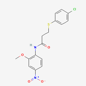 molecular formula C16H15ClN2O4S B4388775 3-[(4-chlorophenyl)thio]-N-(2-methoxy-4-nitrophenyl)propanamide 