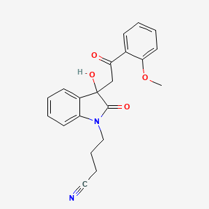 molecular formula C21H20N2O4 B4388782 4-{3-hydroxy-3-[2-(2-methoxyphenyl)-2-oxoethyl]-2-oxo-2,3-dihydro-1H-indol-1-yl}butanenitrile 