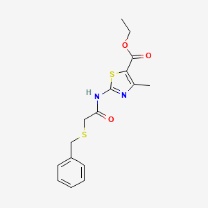 molecular formula C16H18N2O3S2 B4388817 ethyl 2-{[(benzylthio)acetyl]amino}-4-methyl-1,3-thiazole-5-carboxylate 