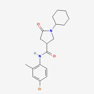 molecular formula C18H23BrN2O2 B4388844 N-(4-bromo-2-methylphenyl)-1-cyclohexyl-5-oxo-3-pyrrolidinecarboxamide 