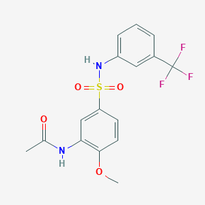 molecular formula C16H15F3N2O4S B4388871 N-(2-methoxy-5-{[3-(trifluoromethyl)phenyl]sulfamoyl}phenyl)acetamide 