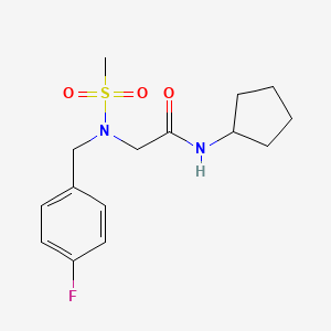 molecular formula C15H21FN2O3S B4388888 N~1~-cyclopentyl-N~2~-(4-fluorobenzyl)-N~2~-(methylsulfonyl)glycinamide 