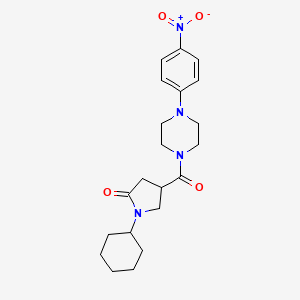 molecular formula C21H28N4O4 B4388899 1-cyclohexyl-4-{[4-(4-nitrophenyl)-1-piperazinyl]carbonyl}-2-pyrrolidinone 