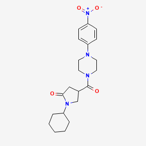 molecular formula C21H28N4O4 B4388899 1-Cyclohexyl-4-{[4-(4-nitrophenyl)piperazin-1-yl]carbonyl}pyrrolidin-2-one 