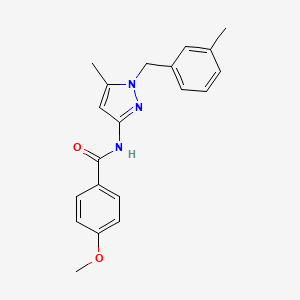 molecular formula C20H21N3O2 B4388975 4-methoxy-N-[5-methyl-1-(3-methylbenzyl)-1H-pyrazol-3-yl]benzamide 