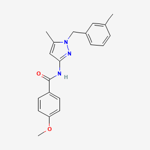 molecular formula C20H21N3O2 B4388975 4-methoxy-N-[5-methyl-1-[(3-methylphenyl)methyl]pyrazol-3-yl]benzamide 