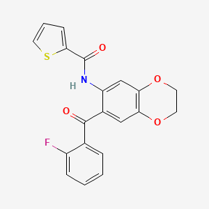 molecular formula C20H14FNO4S B4389057 N-[7-(2-fluorobenzoyl)-2,3-dihydro-1,4-benzodioxin-6-yl]-2-thiophenecarboxamide 