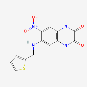 molecular formula C15H14N4O4S B4389113 1,4-dimethyl-6-nitro-7-[(2-thienylmethyl)amino]-1,4-dihydro-2,3-quinoxalinedione 
