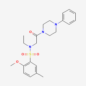 molecular formula C22H29N3O4S B4389117 N-ethyl-2-methoxy-5-methyl-N-[2-oxo-2-(4-phenyl-1-piperazinyl)ethyl]benzenesulfonamide 