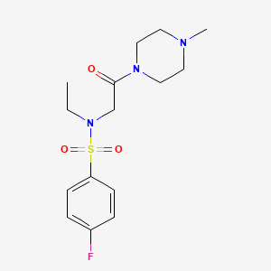 molecular formula C15H22FN3O3S B4389176 N-ethyl-4-fluoro-N-[2-(4-methyl-1-piperazinyl)-2-oxoethyl]benzenesulfonamide 