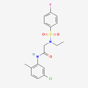 molecular formula C17H18ClFN2O3S B4389177 N~1~-(5-chloro-2-methylphenyl)-N~2~-ethyl-N~2~-[(4-fluorophenyl)sulfonyl]glycinamide 