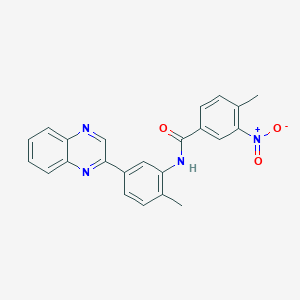 4-methyl-N-[2-methyl-5-(2-quinoxalinyl)phenyl]-3-nitrobenzamide