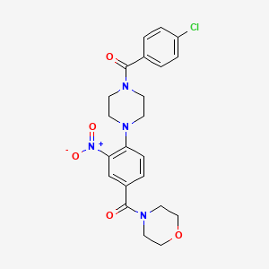 molecular formula C22H23ClN4O5 B4389187 4-{4-[4-(4-chlorobenzoyl)-1-piperazinyl]-3-nitrobenzoyl}morpholine 