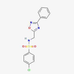 molecular formula C15H12ClN3O3S B4389215 4-chloro-N-[(3-phenyl-1,2,4-oxadiazol-5-yl)methyl]benzenesulfonamide 