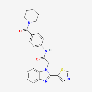molecular formula C24H23N5O2S B4389239 N-[4-(1-piperidinylcarbonyl)phenyl]-2-[2-(1,3-thiazol-5-yl)-1H-benzimidazol-1-yl]acetamide 
