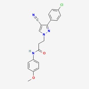 molecular formula C20H17ClN4O2 B4389250 3-[3-(4-chlorophenyl)-4-cyano-1H-pyrazol-1-yl]-N-(4-methoxyphenyl)propanamide 