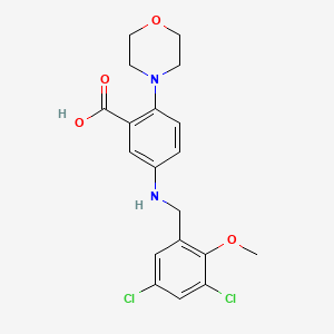 molecular formula C19H20Cl2N2O4 B4389281 5-[(3,5-dichloro-2-methoxybenzyl)amino]-2-(4-morpholinyl)benzoic acid 