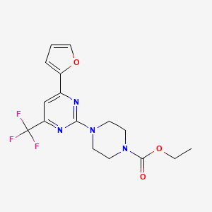 molecular formula C16H17F3N4O3 B4389333 ethyl 4-[4-(2-furyl)-6-(trifluoromethyl)-2-pyrimidinyl]-1-piperazinecarboxylate 