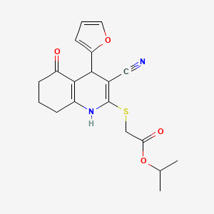 molecular formula C19H20N2O4S B4389358 isopropyl {[3-cyano-4-(2-furyl)-5-oxo-1,4,5,6,7,8-hexahydro-2-quinolinyl]thio}acetate 