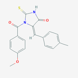 molecular formula C19H16N2O3S B438954 1-(4-Methoxy-benzoyl)-5-(4-methyl-benzylidene)-2-thioxo-imidazolidin-4-one CAS No. 1164482-98-7