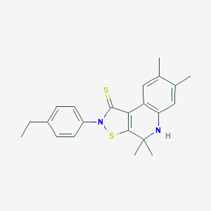 molecular formula C22H24N2S2 B438957 2-(4-ethylphenyl)-4,4,7,8-tetramethyl-4,5-dihydroisothiazolo[5,4-c]quinoline-1(2H)-thione CAS No. 331944-44-6