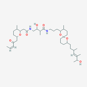 molecular formula C39H66N2O8 B043897 2,17,28-三氧杂-13,26-二氮三环(14.7.4.16,9)八二十烷-14,25-二酮，6-羟基-18-(6-羟基-3,5-二甲基-4-庚烯基)-8,15,23-三甲基-3-(2-氧代-3-戊烯基)- CAS No. 115566-02-4