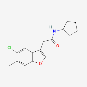 molecular formula C16H18ClNO2 B4389709 2-(5-chloro-6-methyl-1-benzofuran-3-yl)-N-cyclopentylacetamide 