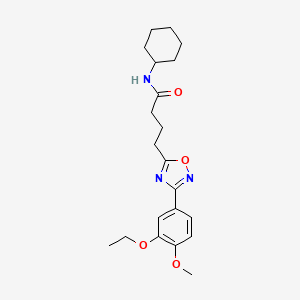 molecular formula C21H29N3O4 B4389713 N-cyclohexyl-4-[3-(3-ethoxy-4-methoxyphenyl)-1,2,4-oxadiazol-5-yl]butanamide 