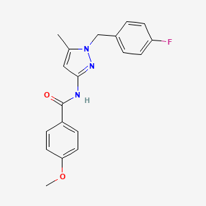 molecular formula C19H18FN3O2 B4389741 N-[1-(4-fluorobenzyl)-5-methyl-1H-pyrazol-3-yl]-4-methoxybenzamide 