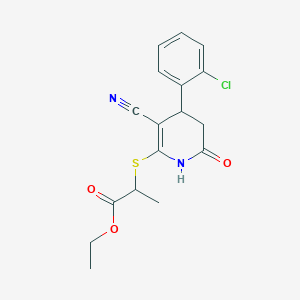 ethyl 2-{[4-(2-chlorophenyl)-3-cyano-6-oxo-1,4,5,6-tetrahydro-2-pyridinyl]thio}propanoate