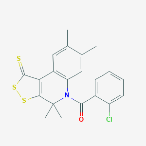 molecular formula C21H18ClNOS3 B438978 5-(2-chlorobenzoyl)-4,4,7,8-tetramethyl-4,5-dihydro-1H-[1,2]dithiolo[3,4-c]quinoline-1-thione CAS No. 331870-38-3