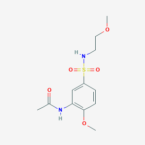 molecular formula C12H18N2O5S B4389780 N-(2-methoxy-5-{[(2-methoxyethyl)amino]sulfonyl}phenyl)acetamide 