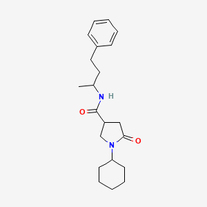 1-cyclohexyl-N-(1-methyl-3-phenylpropyl)-5-oxo-3-pyrrolidinecarboxamide