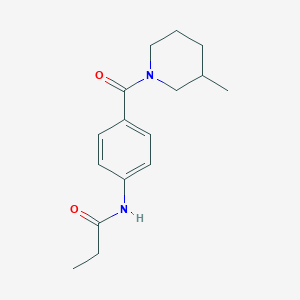 molecular formula C16H22N2O2 B4389797 N-{4-[(3-methyl-1-piperidinyl)carbonyl]phenyl}propanamide 