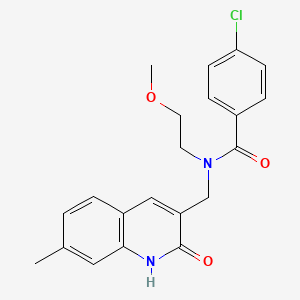 molecular formula C21H21ClN2O3 B4389819 4-chloro-N-[(2-hydroxy-7-methyl-3-quinolinyl)methyl]-N-(2-methoxyethyl)benzamide 