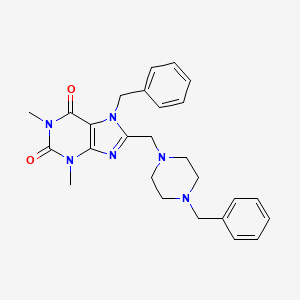 7-benzyl-8-[(4-benzyl-1-piperazinyl)methyl]-1,3-dimethyl-3,7-dihydro-1H-purine-2,6-dione