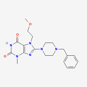molecular formula C20H26N6O3 B4389905 8-(4-benzyl-1-piperazinyl)-7-(2-methoxyethyl)-3-methyl-3,7-dihydro-1H-purine-2,6-dione 