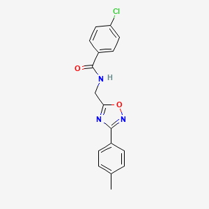 molecular formula C17H14ClN3O2 B4389967 4-chloro-N-{[3-(4-methylphenyl)-1,2,4-oxadiazol-5-yl]methyl}benzamide 