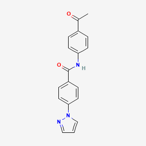 molecular formula C18H15N3O2 B4390000 N-(4-acetylphenyl)-4-(1H-pyrazol-1-yl)benzamide 