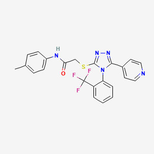 molecular formula C23H18F3N5OS B4390036 N-(4-methylphenyl)-2-({5-(4-pyridinyl)-4-[2-(trifluoromethyl)phenyl]-4H-1,2,4-triazol-3-yl}thio)acetamide 