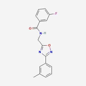 molecular formula C17H14FN3O2 B4390068 3-fluoro-N-{[3-(3-methylphenyl)-1,2,4-oxadiazol-5-yl]methyl}benzamide 
