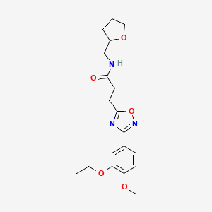 molecular formula C19H25N3O5 B4390078 3-[3-(3-ethoxy-4-methoxyphenyl)-1,2,4-oxadiazol-5-yl]-N-(tetrahydro-2-furanylmethyl)propanamide 