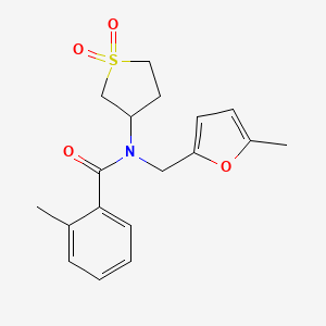 molecular formula C18H21NO4S B4390085 N-(1,1-dioxidotetrahydrothiophen-3-yl)-2-methyl-N-[(5-methylfuran-2-yl)methyl]benzamide 