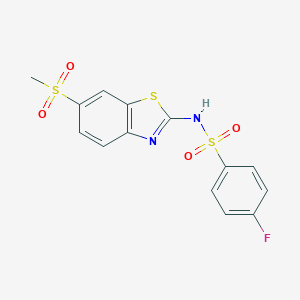 molecular formula C14H11FN2O4S3 B439010 4-fluoro-N-[6-(methylsulfonyl)-1,3-benzothiazol-2-yl]benzenesulfonamide CAS No. 329222-52-8