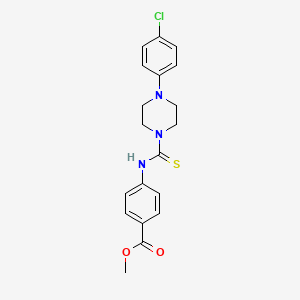 molecular formula C19H20ClN3O2S B4390126 methyl 4-({[4-(4-chlorophenyl)-1-piperazinyl]carbonothioyl}amino)benzoate 