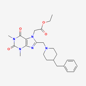 ethyl {8-[(4-benzyl-1-piperidinyl)methyl]-1,3-dimethyl-2,6-dioxo-1,2,3,6-tetrahydro-7H-purin-7-yl}acetate