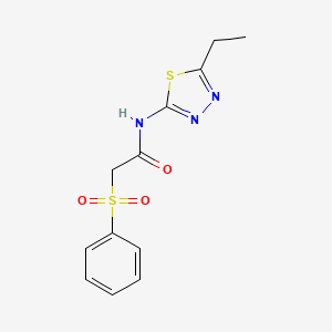 molecular formula C12H13N3O3S2 B4390200 N-(5-ethyl-1,3,4-thiadiazol-2-yl)-2-(phenylsulfonyl)acetamide 