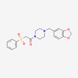 molecular formula C20H22N2O5S B4390337 1-(1,3-benzodioxol-5-ylmethyl)-4-[(phenylsulfonyl)acetyl]piperazine 